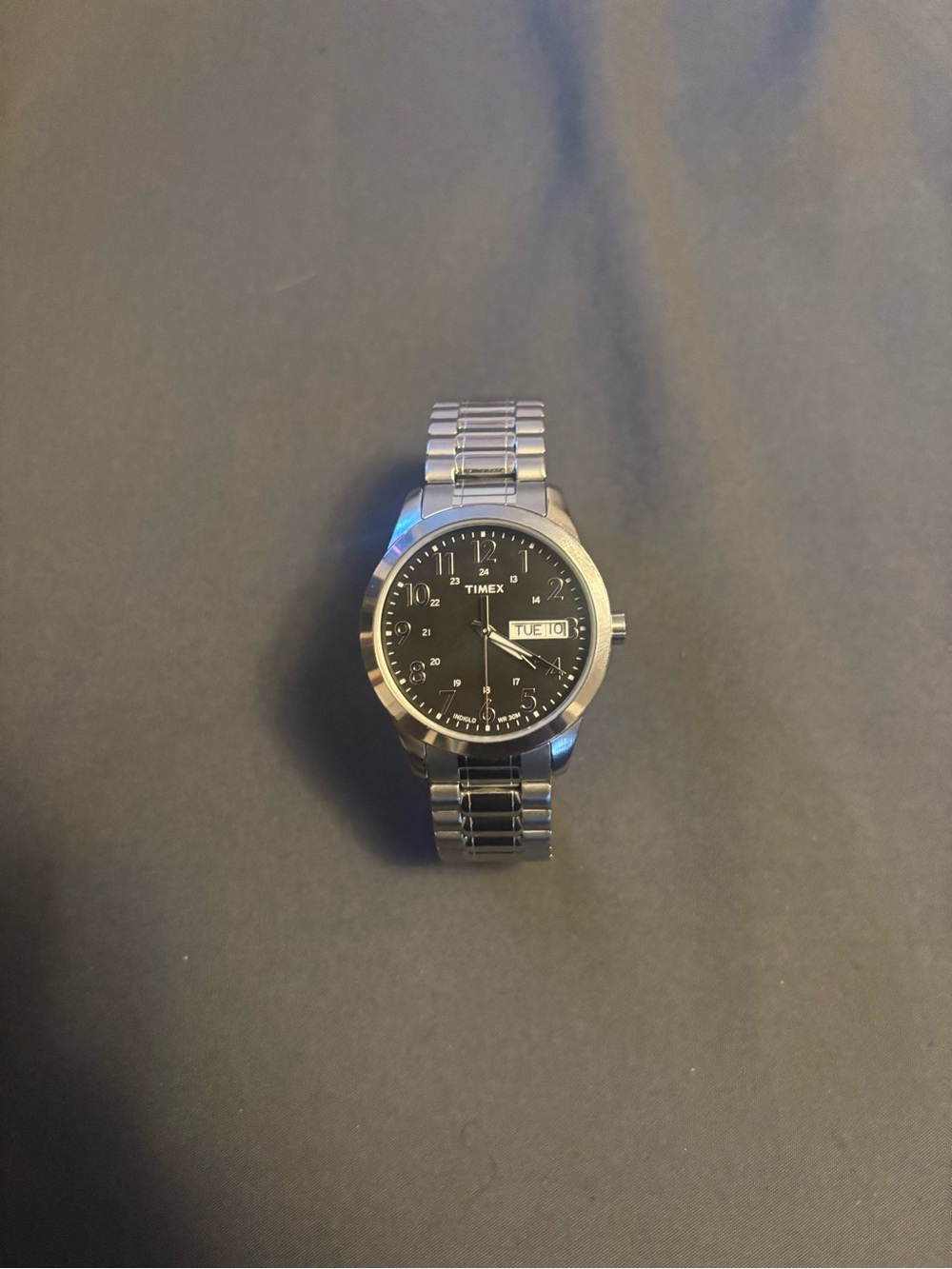 Timex Men's Black Dial Stainless Steel Bracelet Watch